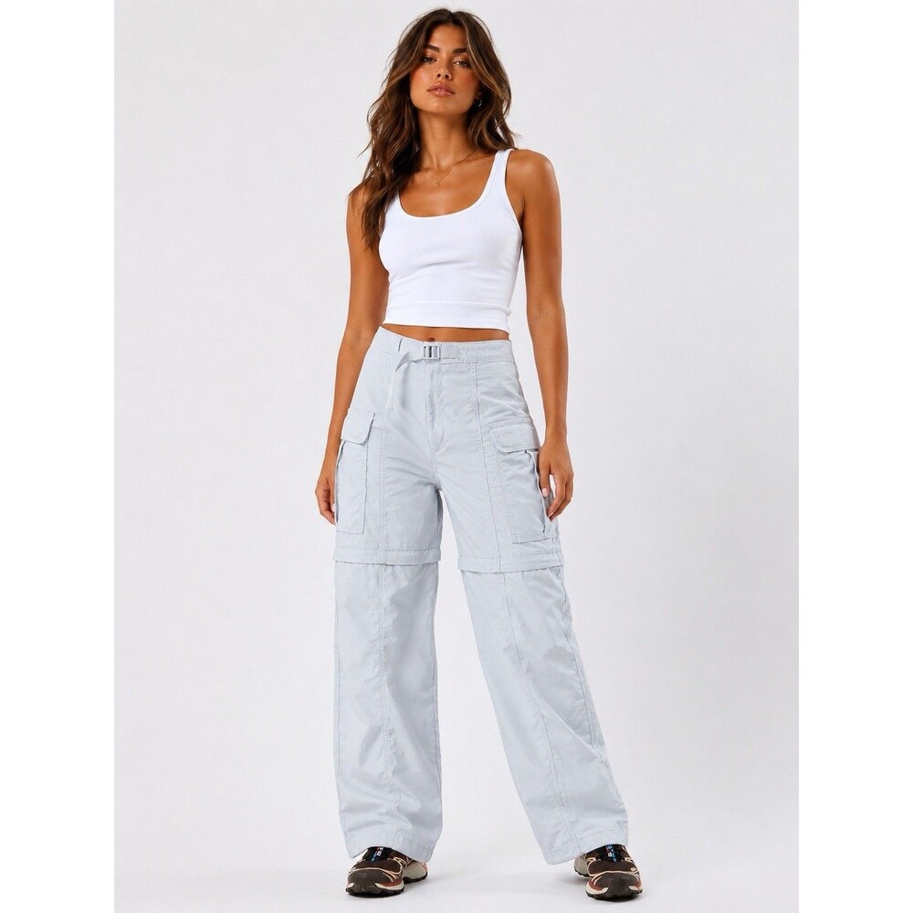Levis Gray Baggy Cargo Pants Parachute Convertible Zip Out Shorts 27‎